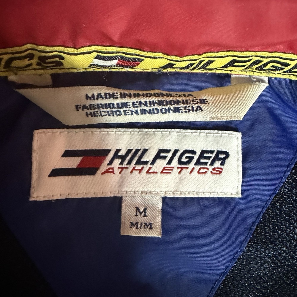 Hilfiger Athletics Vintage Men's Windbreaker Jacket Full Zip Nylon Blue Red M - Picture 4 of 10